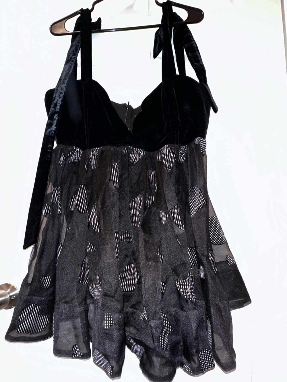 For Love & Lemons Black Velvet Bustier Tie-Shoulder dress